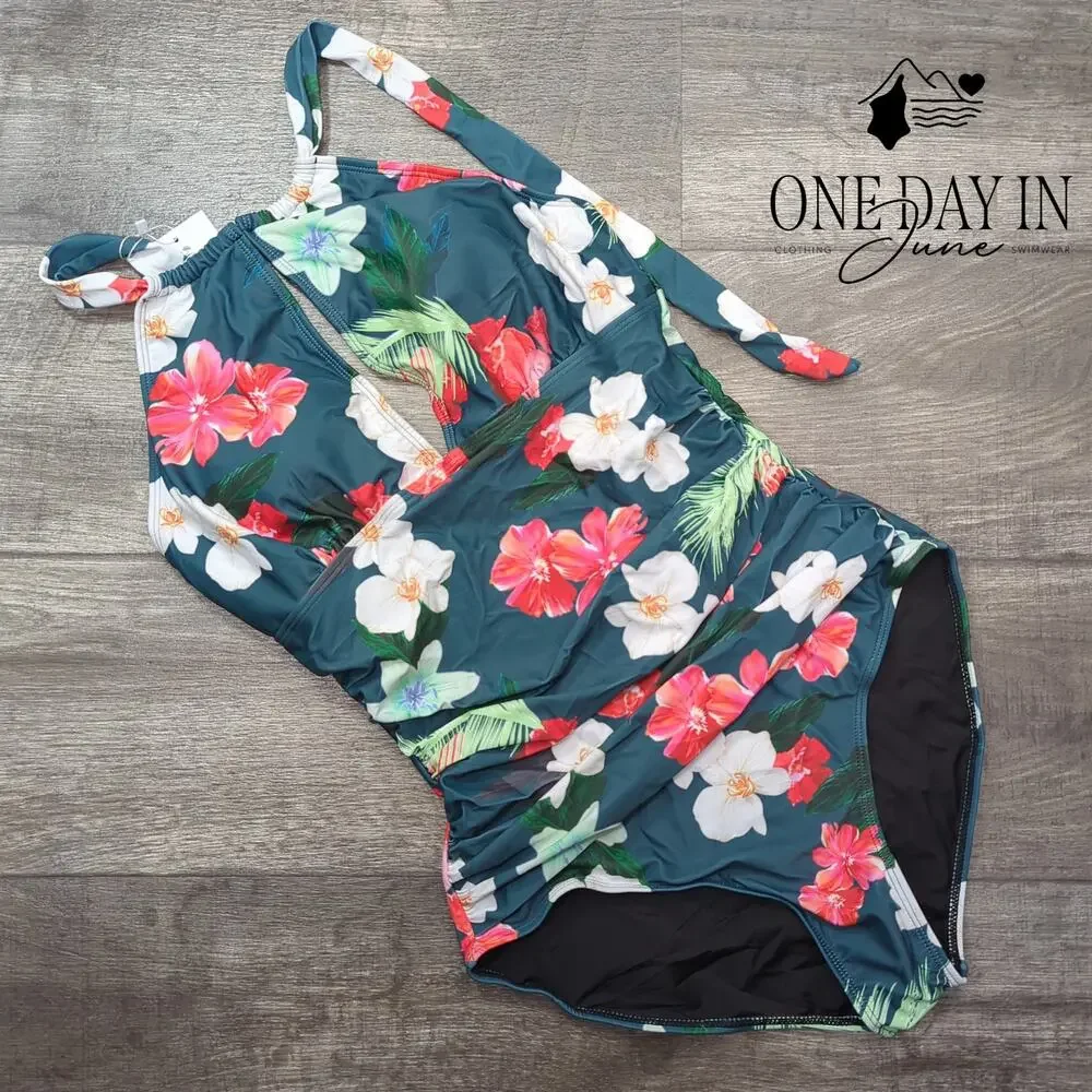 B2Prity High Neck Tummy Control one Piece Swimsuit Size L